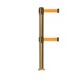 Montour Line Stanchion Dual Belt Barrier Fixed Base Sat.Brass Post 9ft.Fl.Org Belt MX630DF-SB-FOR-90